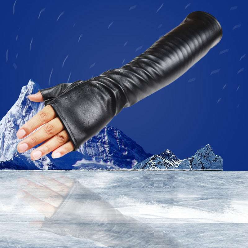 Lengthened Touch Screen Autumn And Winter Leather Liuding Warm PU Gloves - globaltradeleader