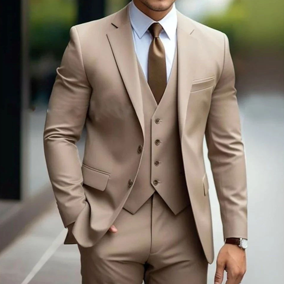 Business Casual Men's Three-piece Suit For Bridegroom Men's Wedding - globaltradeleader