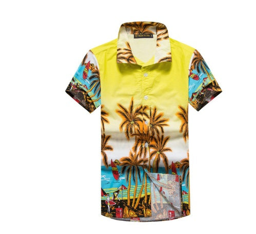 Shirt casual loose cotton top large size printed beach - globaltradeleader