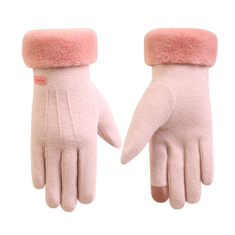 Autumn and winter cashmere full finger gloves women - globaltradeleader