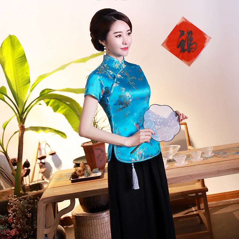 Improved Cheongsam Top Brocade Slim Retro Women