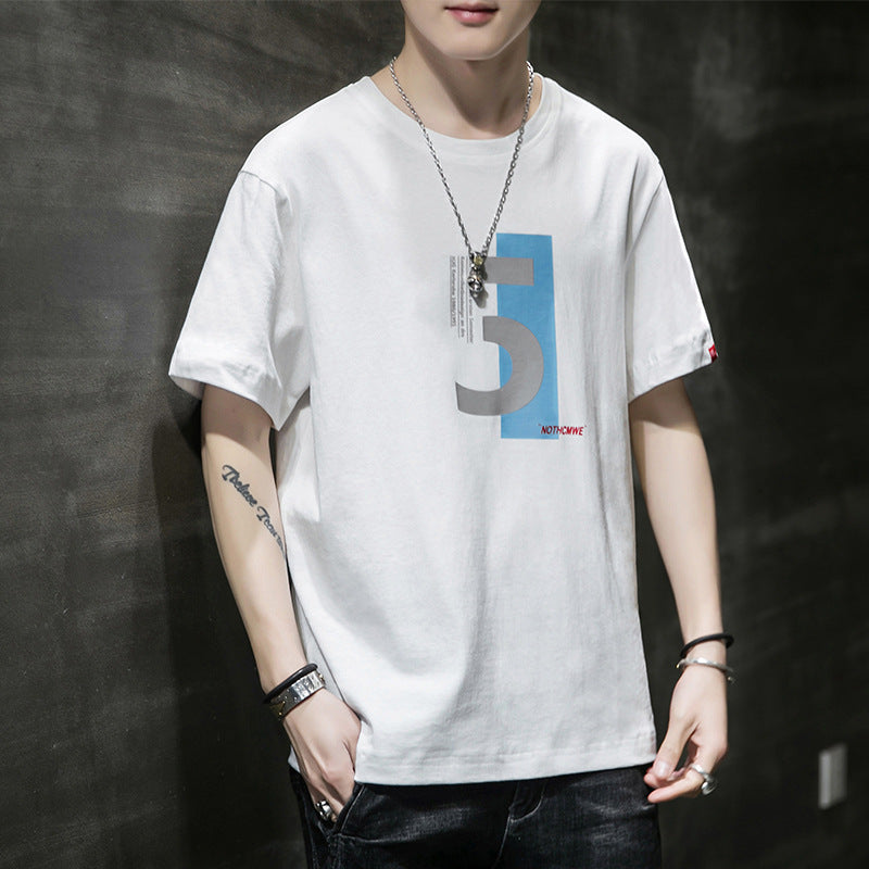 Letter printed men's short sleeve T-shirt - globaltradeleader