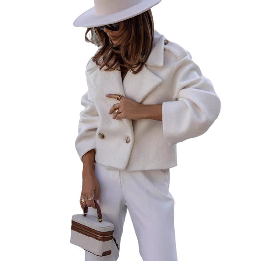 Winter British Suit Collar Solid Color Wool Small Coat - globaltradeleader