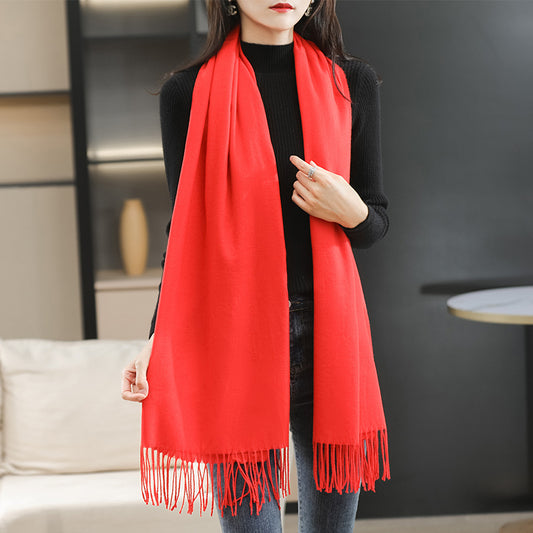 Winter Women's Dual-use Cashmere Solid Scarf