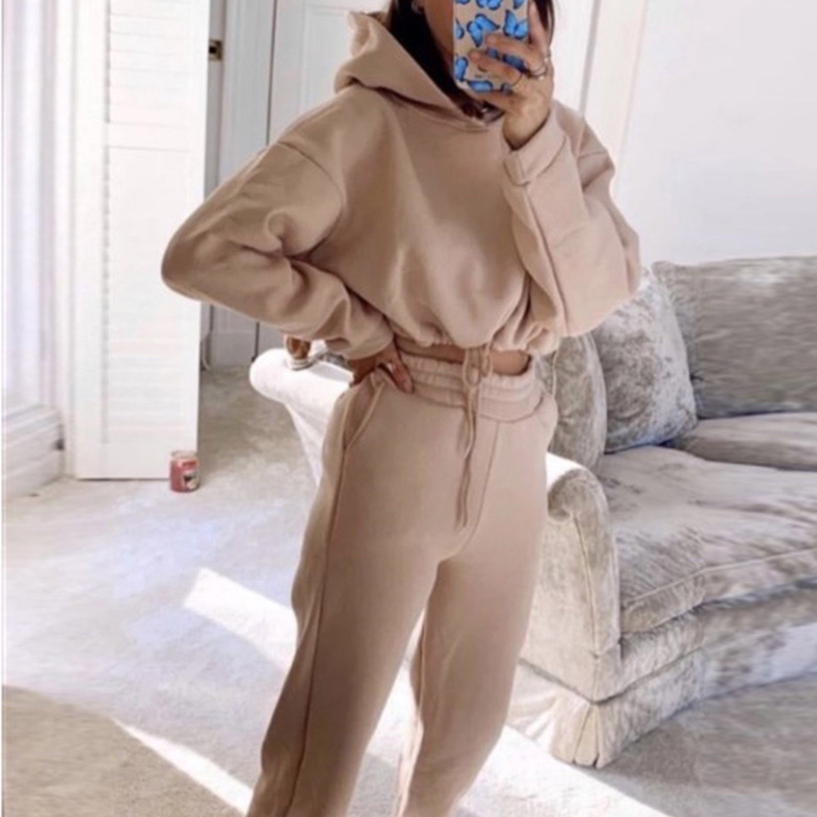 Jogging Suits For Women 2 Piece Sweatsuits Tracksuits Sexy Long Sleeve HoodieCasual Fitness Sportswear - globaltradeleader