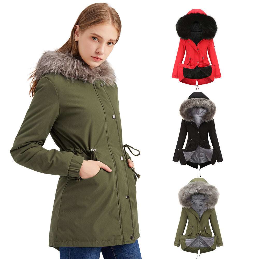 Large fur collar padded women's padded jacket - globaltradeleader
