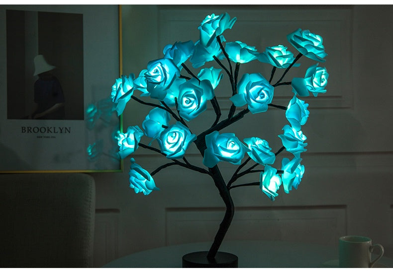 Rose Flower Lamp USB Battery Operated LED Table Lamp Bonsai Tree Night Lights Garland Bedroom Decoration Lights Home Decor - globaltradeleader