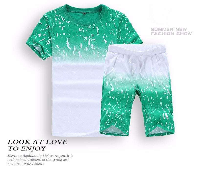 Casual round neck short sleeve shorts sports suit - globaltradeleader