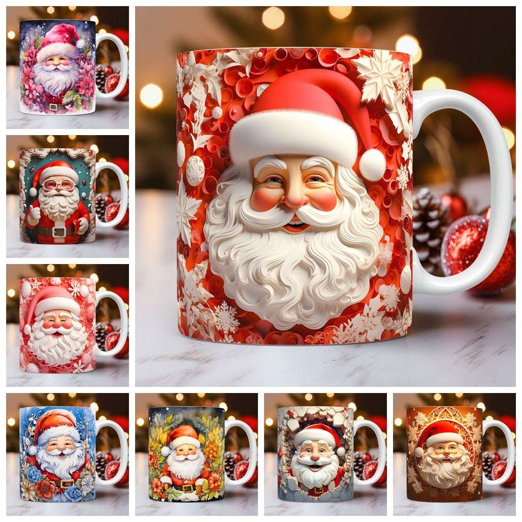 Creative 3D Christmas Ceramic Mug Unique Space Design Snowman Santa Coffee Cup Tea Milk Mug Christmas Gifts For Kids Adults Kitchen Gadgets - globaltradeleader