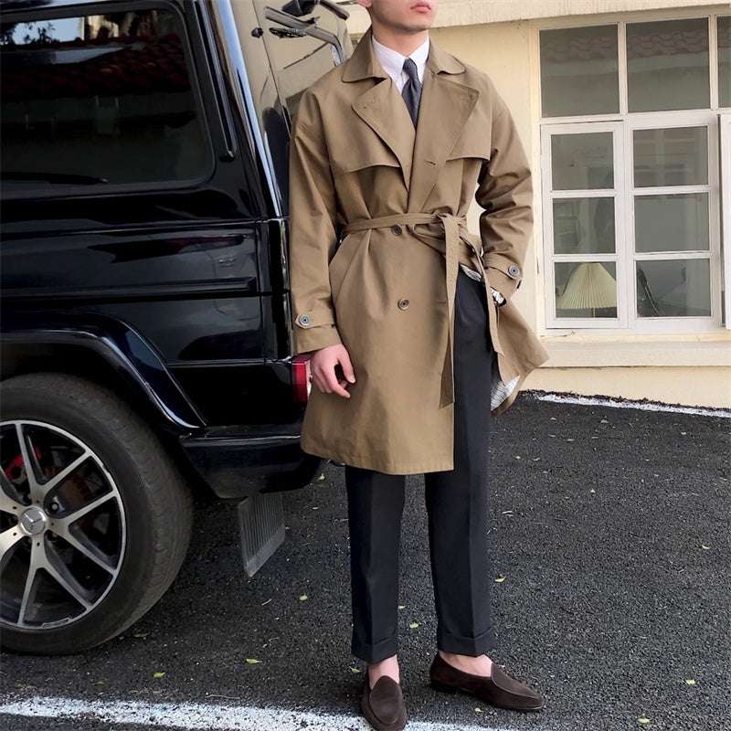 Commuting Mid-length Trench Coat With Double-breasted Lapels - globaltradeleader