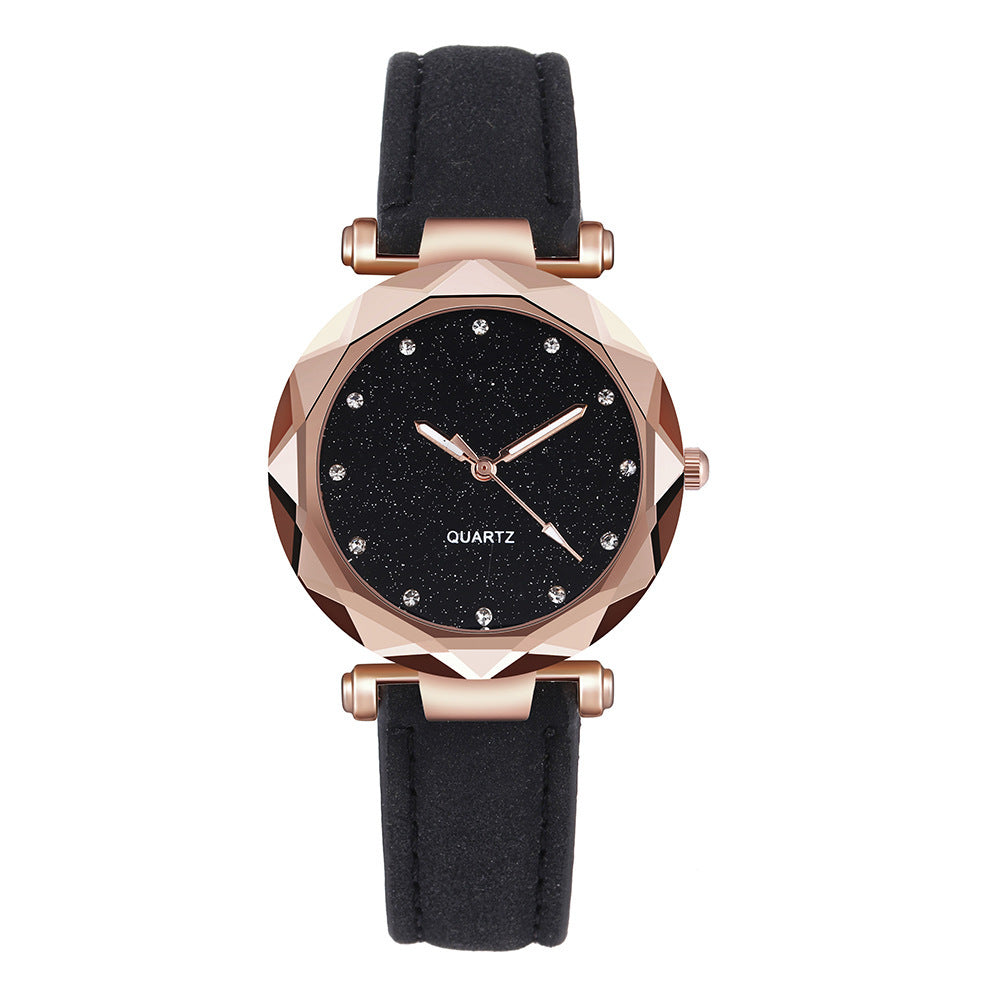 Casual Women Romantic Starry Sky Wrist Watch Leather Rhinestone Designer Ladies Clock - globaltradeleader