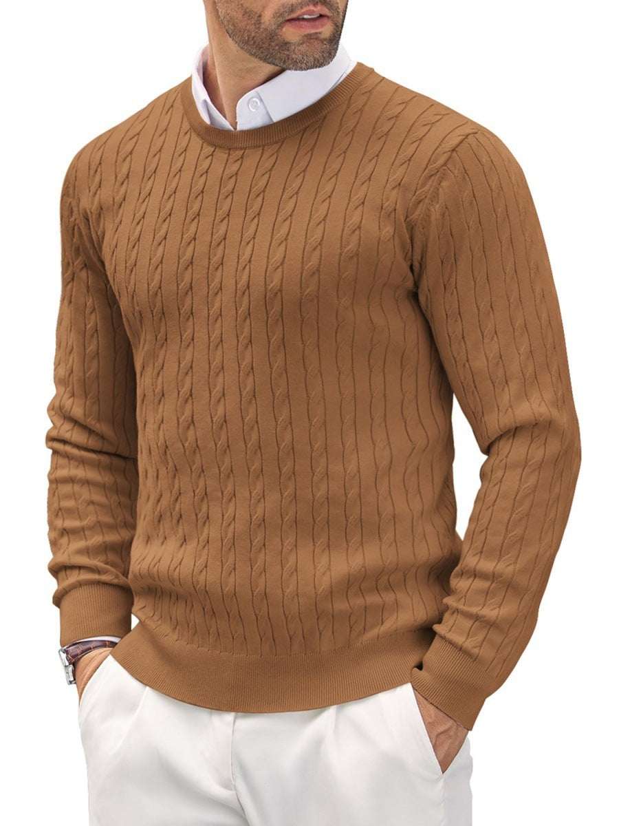 Round Neck Knitted Sweater Twisted Flower Slim Fit - globaltradeleader