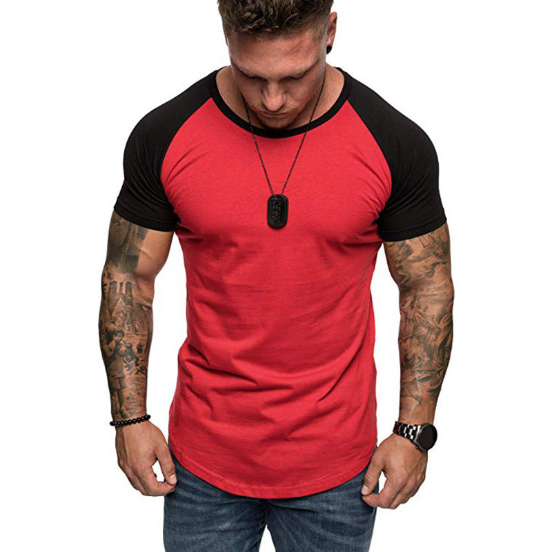 Color block raglan sleeve men's T-shirt - globaltradeleader