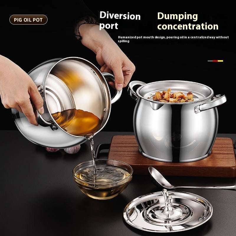 Household High Temperature Resistant Large Capacity Stainless Steel Lard Jar - globaltradeleader