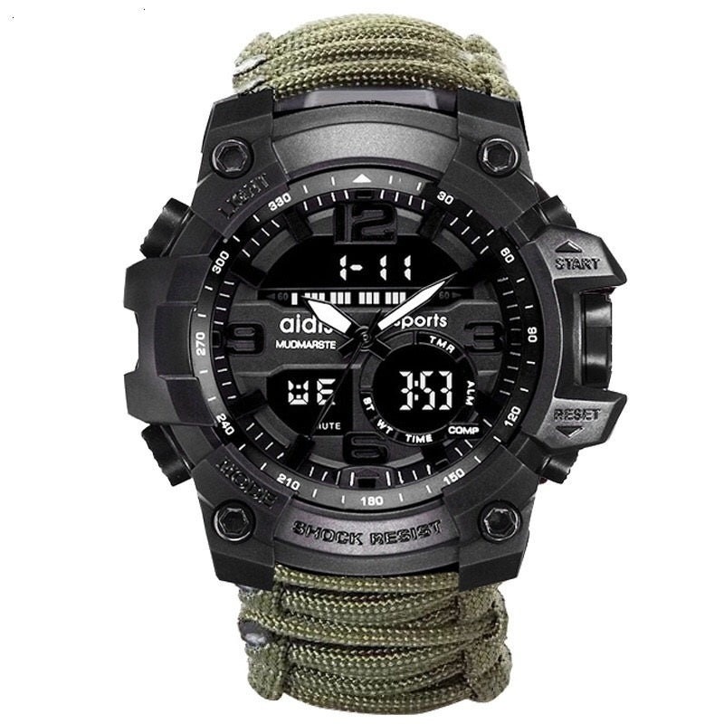 Outdoor Men's Mercenary Compass Multifunctional Waterproof Parachute Cord Chain Ring Survival Wild Special Survival Tactical Watch - globaltradeleader