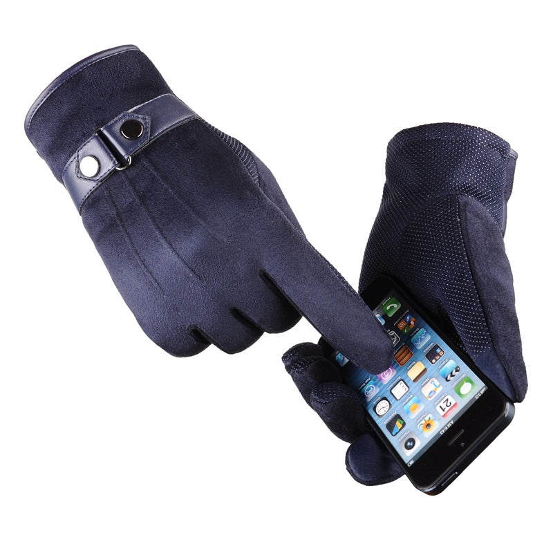 Winter and autumn touch screen gloves men plus velvet warm thick driving cycling cycling casual cotton gloves