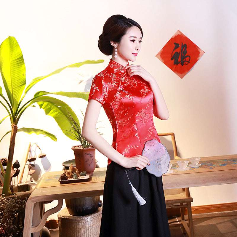 Improved Cheongsam Top Brocade Slim Retro Women
