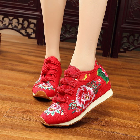 Buckle embroidered shoes ethnic casual shoes