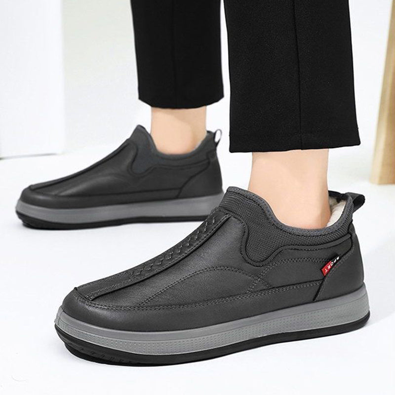 Winter Warm Fleece Snow Boots Round-toed Platform Ankle Boot Fashion Simple Non-slip Flat Cotton Shoes Men - globaltradeleader