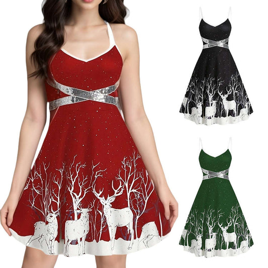 Christmas Sexy Suspenders Lace-up Dress - globaltradeleader