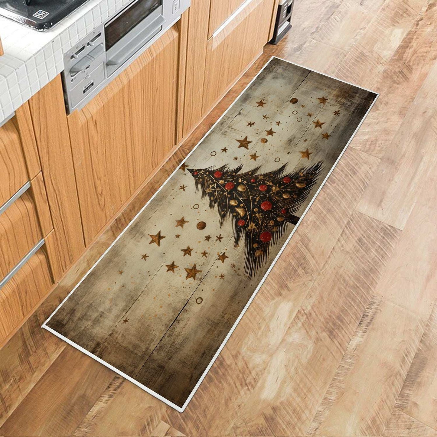 Household Christmas Tree Printing Kitchen Non-slip Mat
