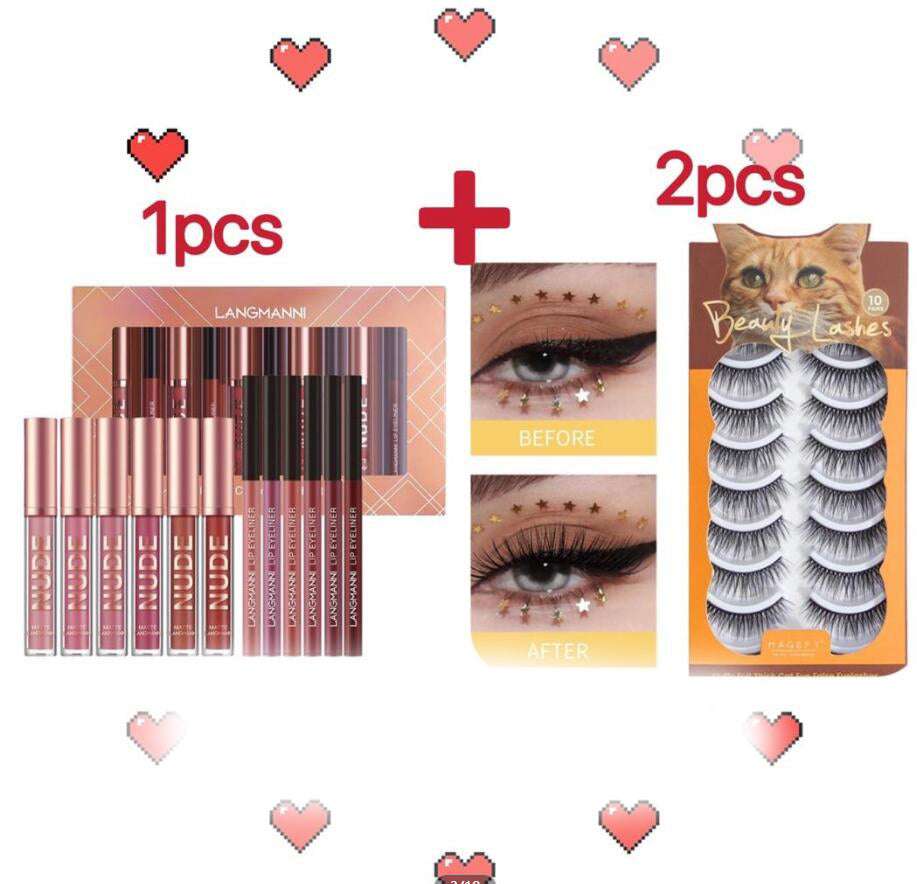 Lip Liner And Lipstick Makeup 12 Pcs Set 6 Matte Lipstick 6 Lip