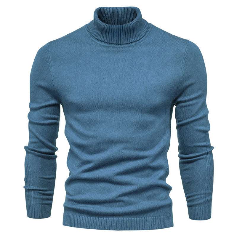 Men's Solid Color Slim Pullover Turtleneck Sweater Winter Casual Tops Clothing - globaltradeleader