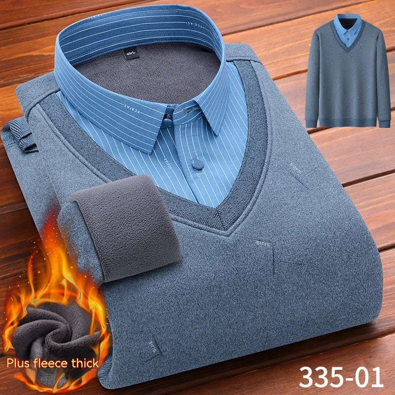 Winter Fleece False-two-piece Warm Shirt