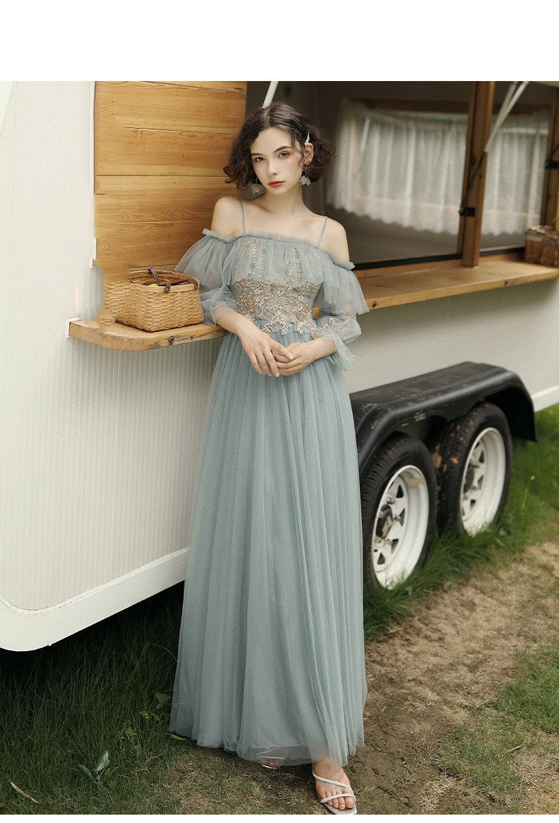 Summer Long-Sleeved Meat-Covering Evening Dress - globaltradeleader