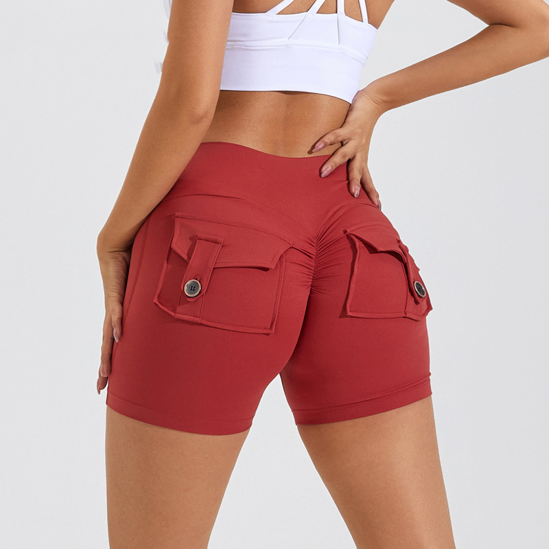 High Waist Hip Lifting Shorts With Pockets Quick Dry Yoga Fitness Sports Pants Summer Women Clothes - globaltradeleader