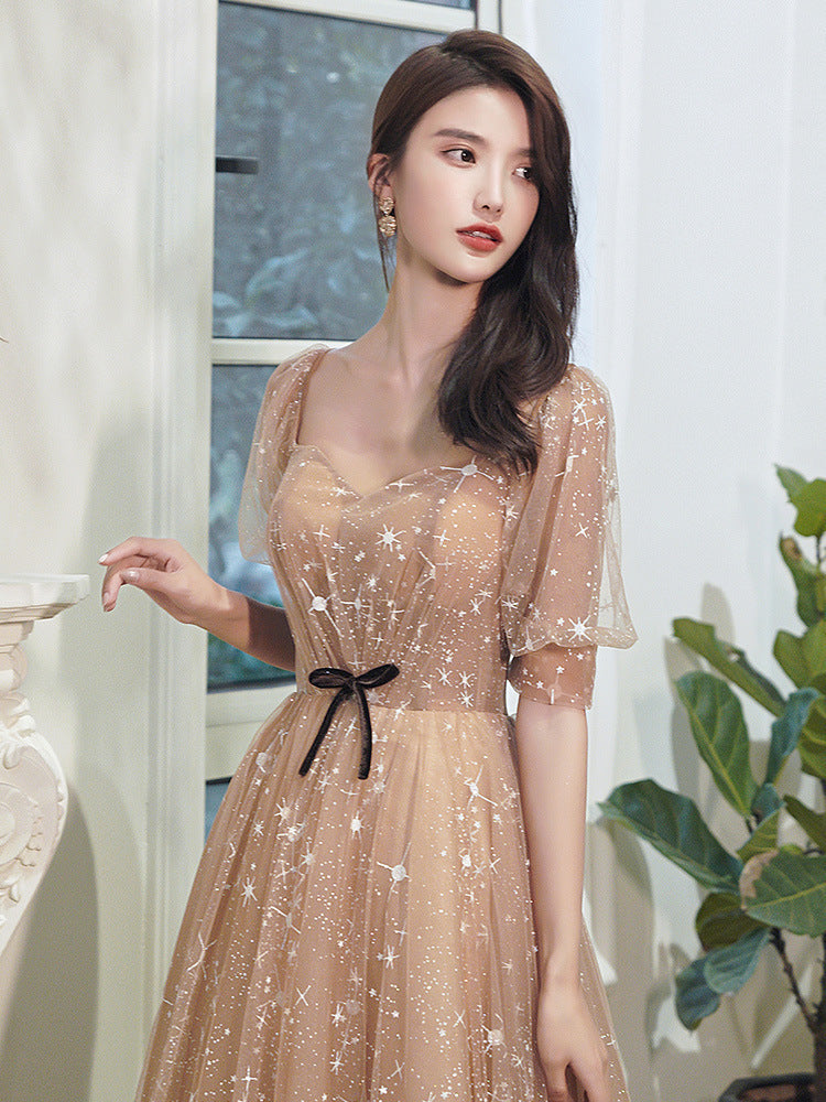 Temperament Long Starry Sky Engagement Host Catwalk Dress - globaltradeleader