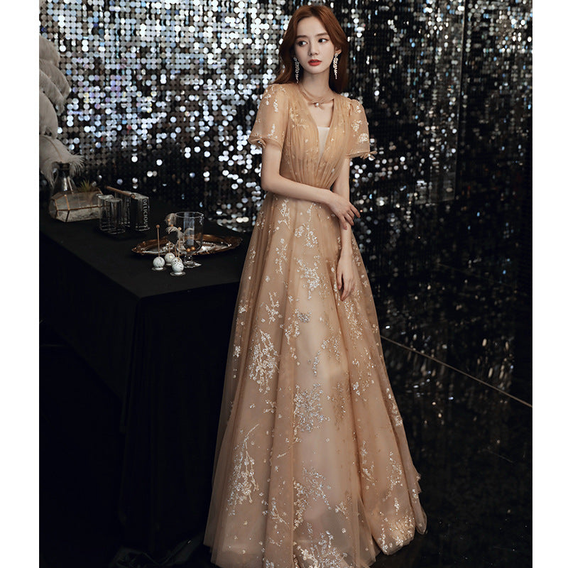 Champagne Fairy Dream Banquet Temperament Elegant Dress - globaltradeleader