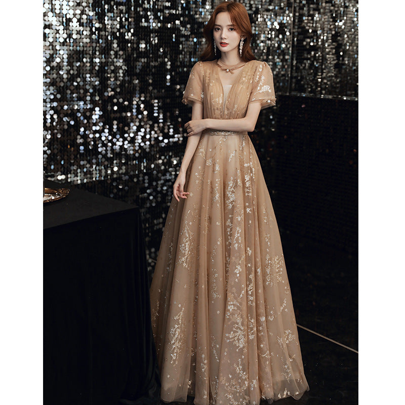 Champagne Fairy Dream Banquet Temperament Elegant Dress - globaltradeleader