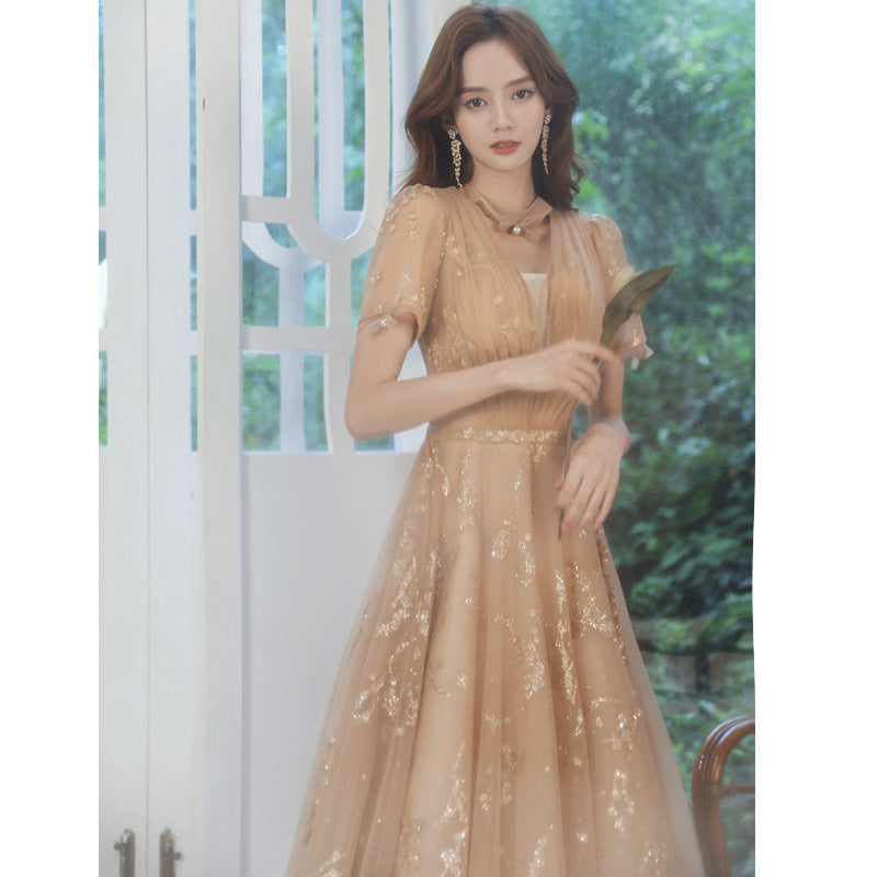 Champagne Fairy Dream Banquet Temperament Elegant Dress - globaltradeleader