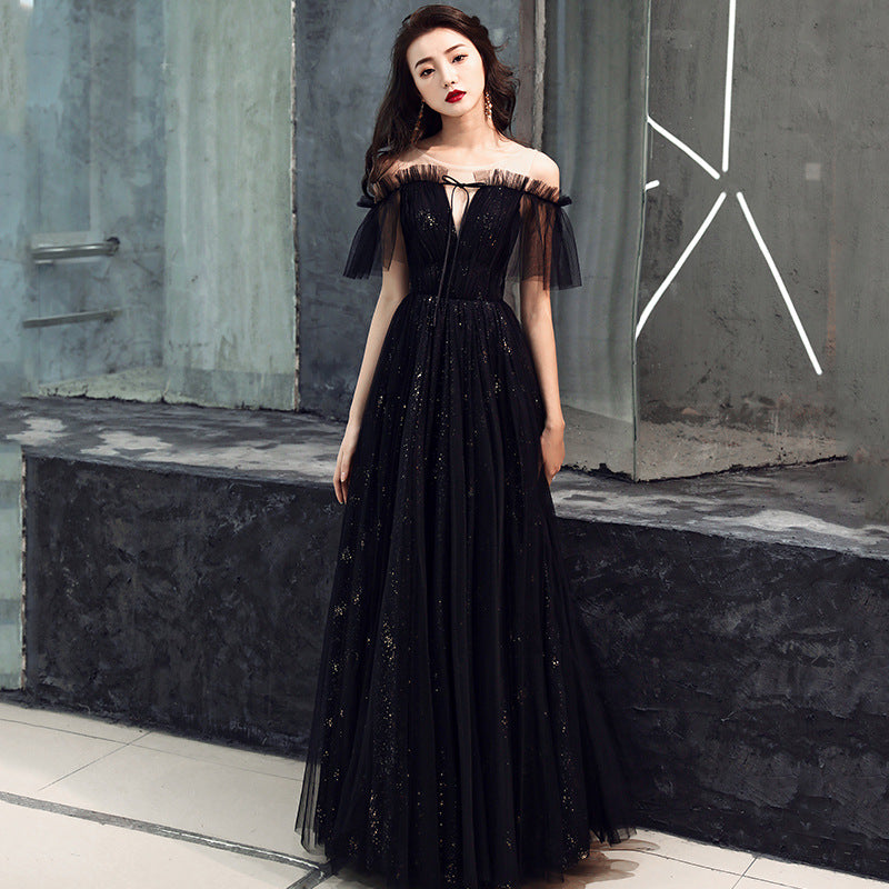 Ladies Banquet Black Long Evening Dress - globaltradeleader