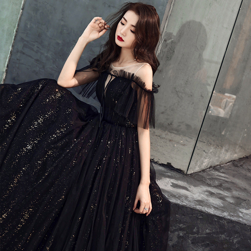 Ladies Banquet Black Long Evening Dress - globaltradeleader