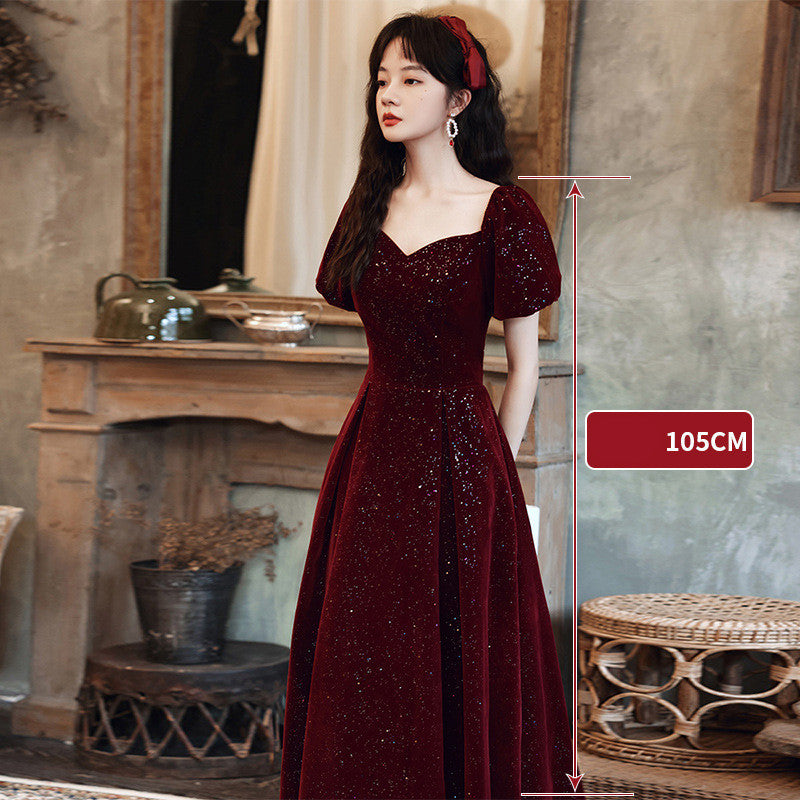 Toasting Dress Bridal red New Autumn and Winter Wedding Dress - globaltradeleader