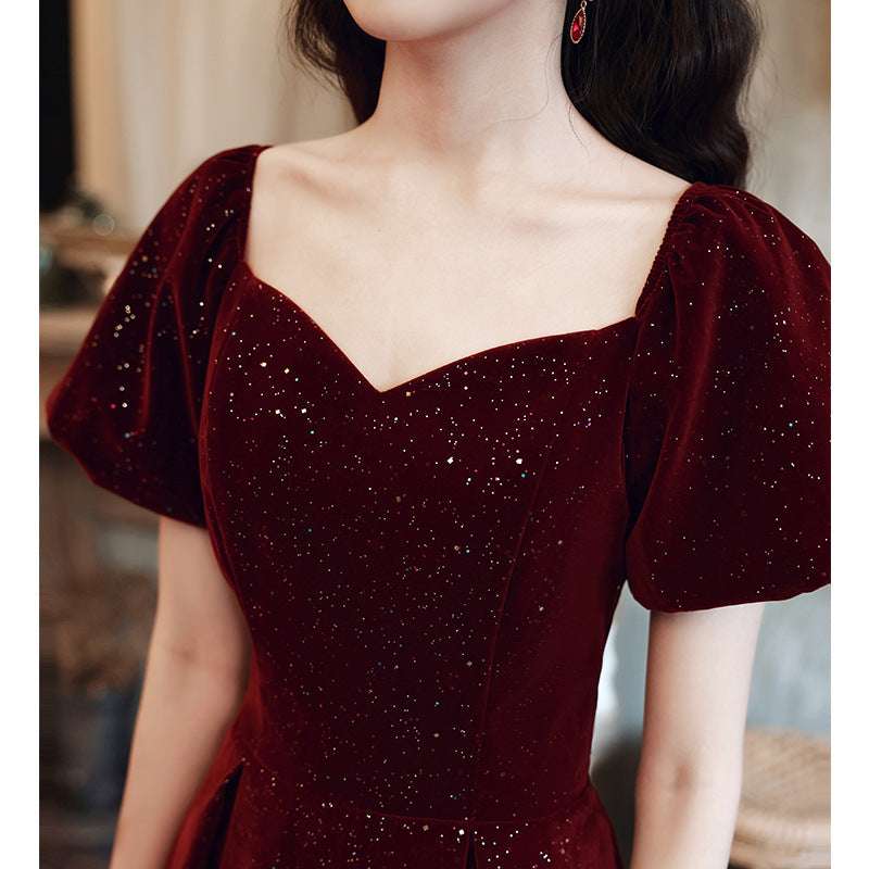 Toasting Dress Bridal red New Autumn and Winter Wedding Dress - globaltradeleader