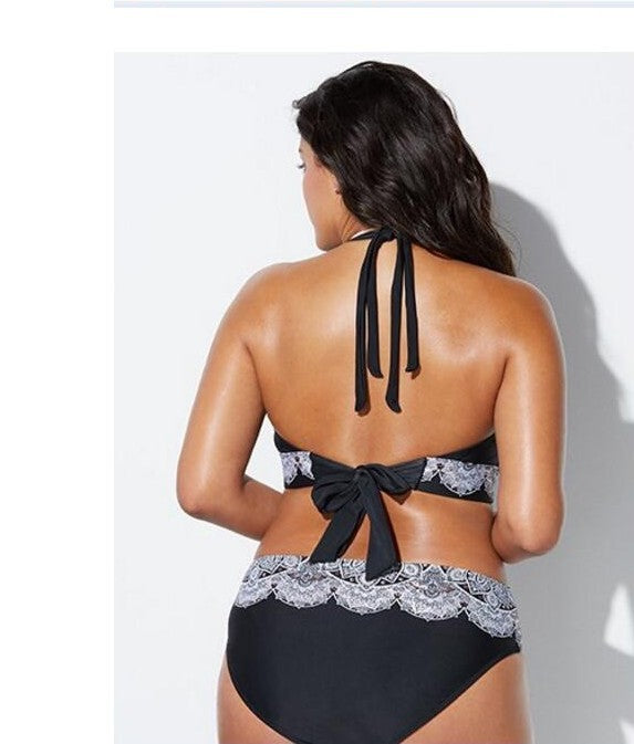 Printed Swimsuit Retro Bikini With Back Straps - globaltradeleader