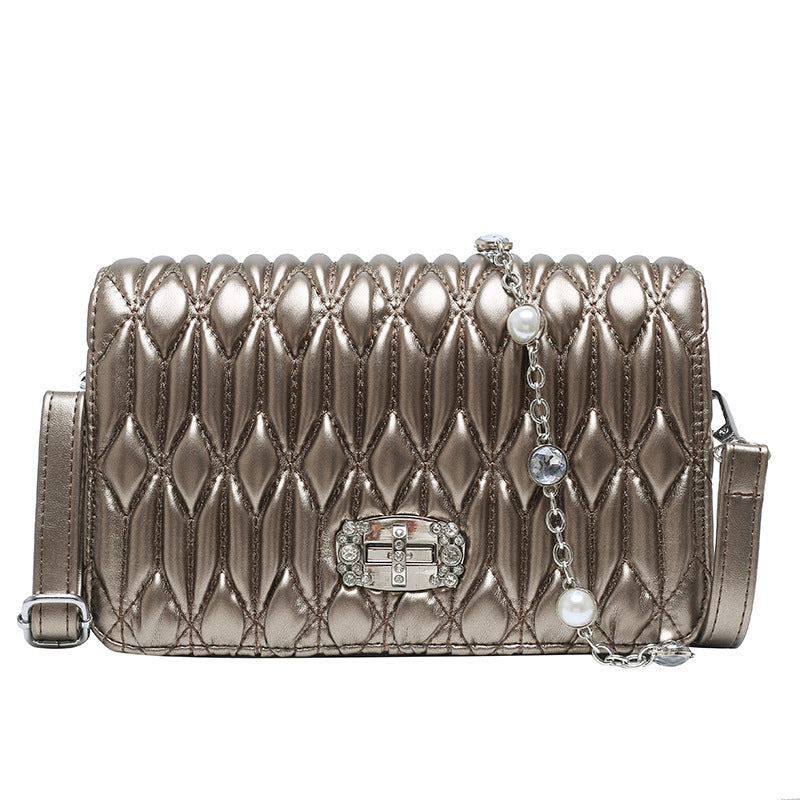 Women's Casual Braided Belt With Diamond-Encrusted Hand Bill Of Lading Shoulder Slung Banquet Bag - globaltradeleader