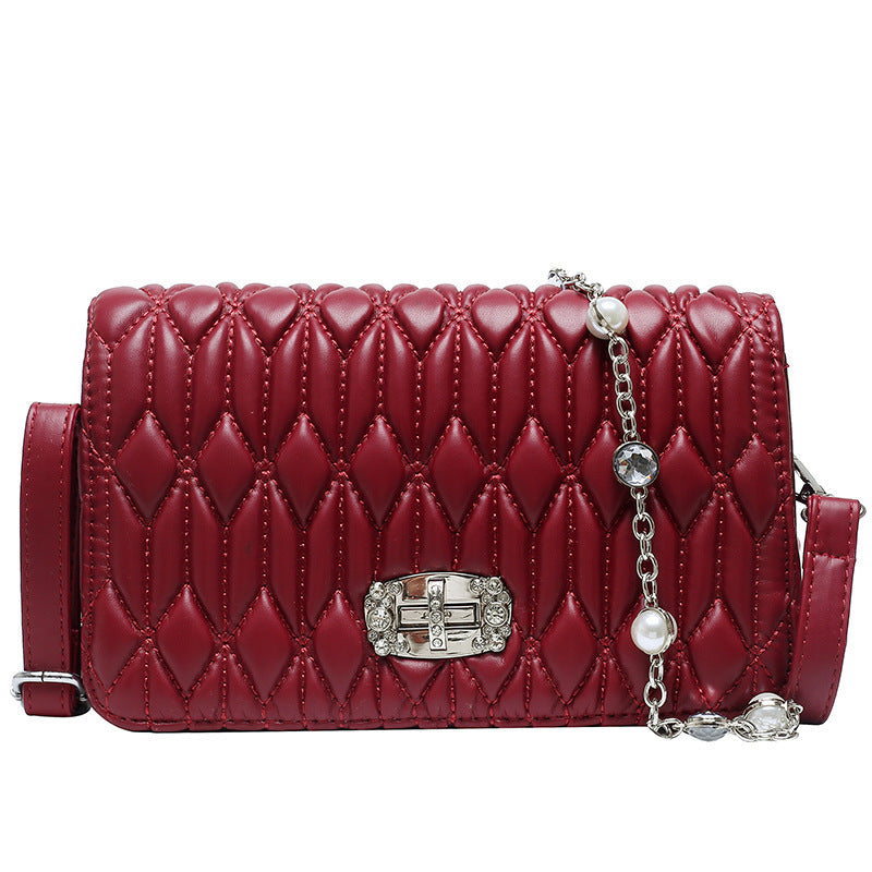 Women's Casual Braided Belt With Diamond-Encrusted Hand Bill Of Lading Shoulder Slung Banquet Bag - globaltradeleader