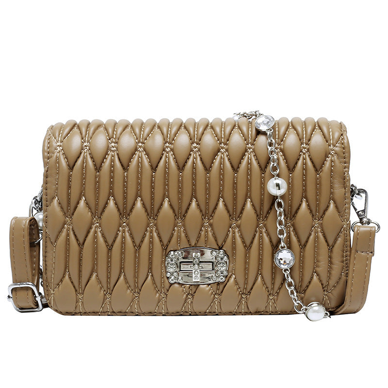 Women's Casual Braided Belt With Diamond-Encrusted Hand Bill Of Lading Shoulder Slung Banquet Bag - globaltradeleader