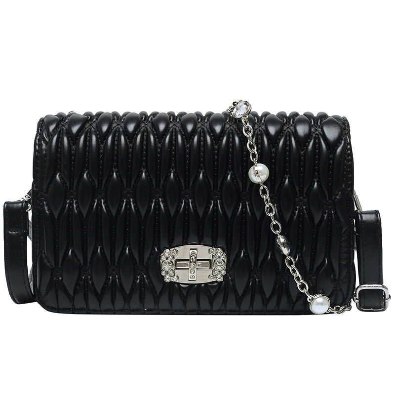 Women's Casual Braided Belt With Diamond-Encrusted Hand Bill Of Lading Shoulder Slung Banquet Bag - globaltradeleader