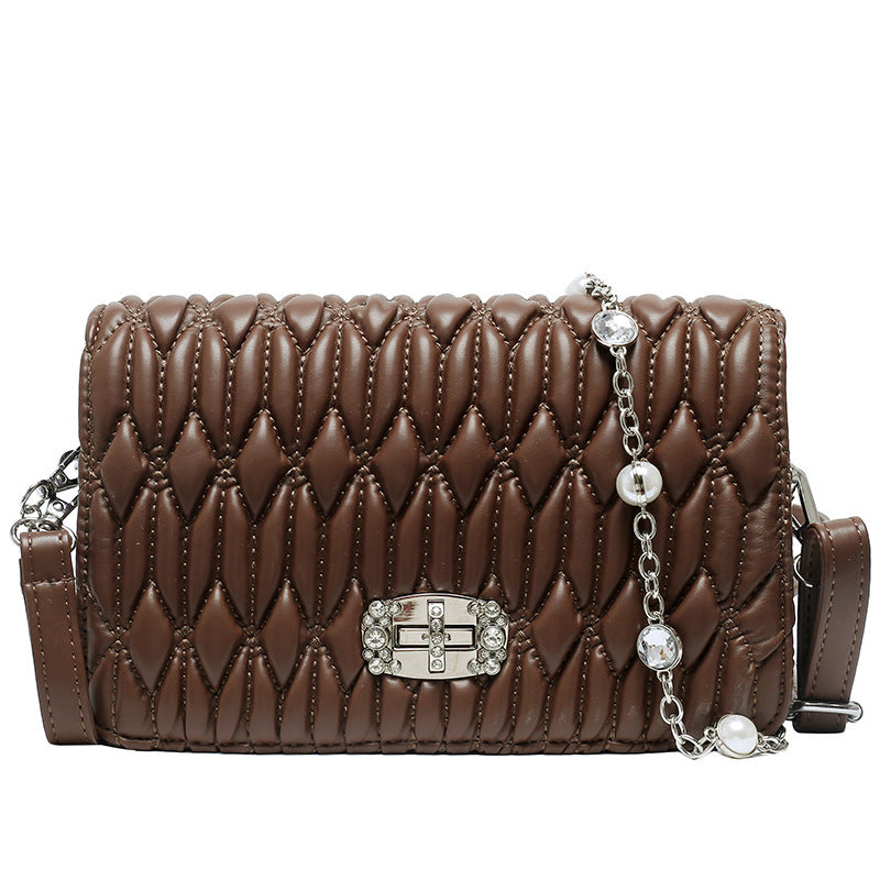 Women's Casual Braided Belt With Diamond-Encrusted Hand Bill Of Lading Shoulder Slung Banquet Bag - globaltradeleader