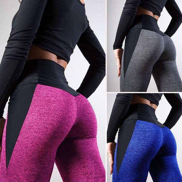 Contrasting Color Stitching Hip-Lifting Slim-Fitting Sports Running FitnessYoga Leggings - globaltradeleader