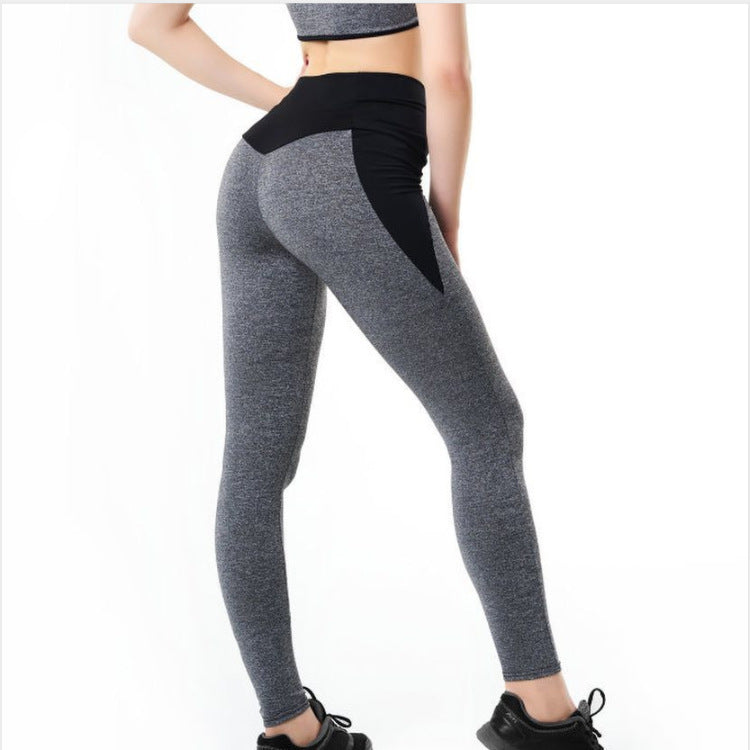 Contrasting Color Stitching Hip-Lifting Slim-Fitting Sports Running FitnessYoga Leggings - globaltradeleader