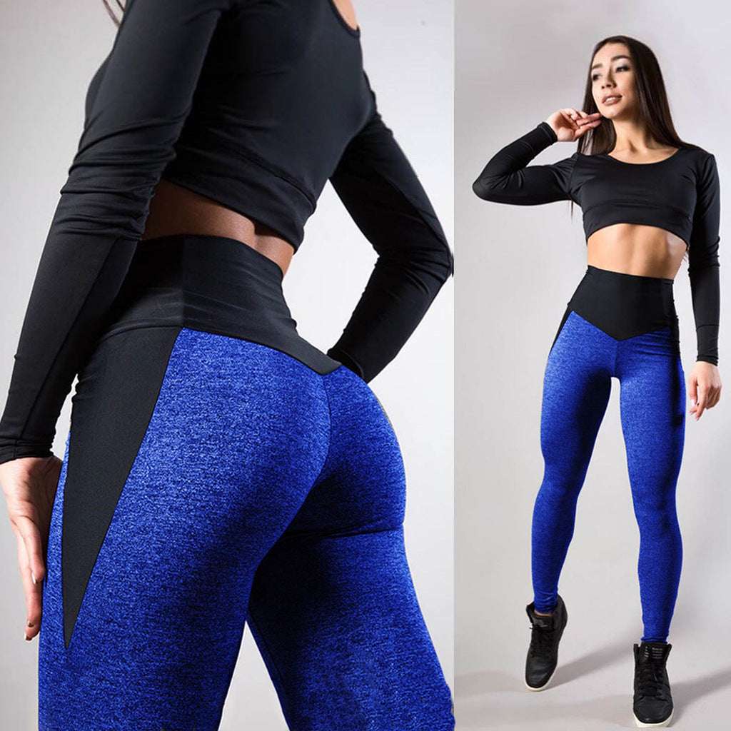 Contrasting Color Stitching Hip-Lifting Slim-Fitting Sports Running FitnessYoga Leggings - globaltradeleader