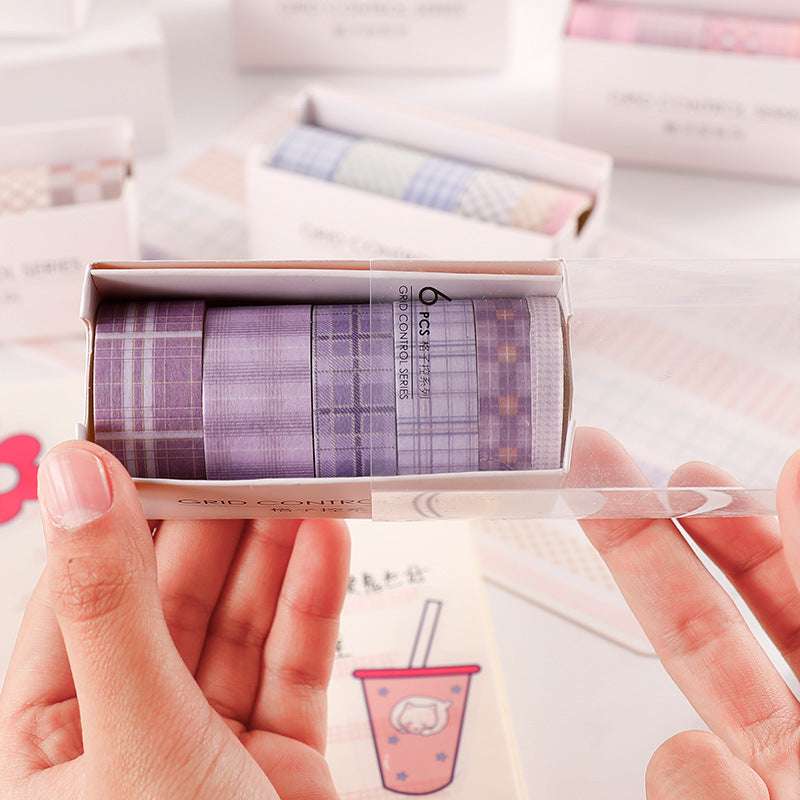 Creative Cute Retro Plaid Hand Account Tape Sticker