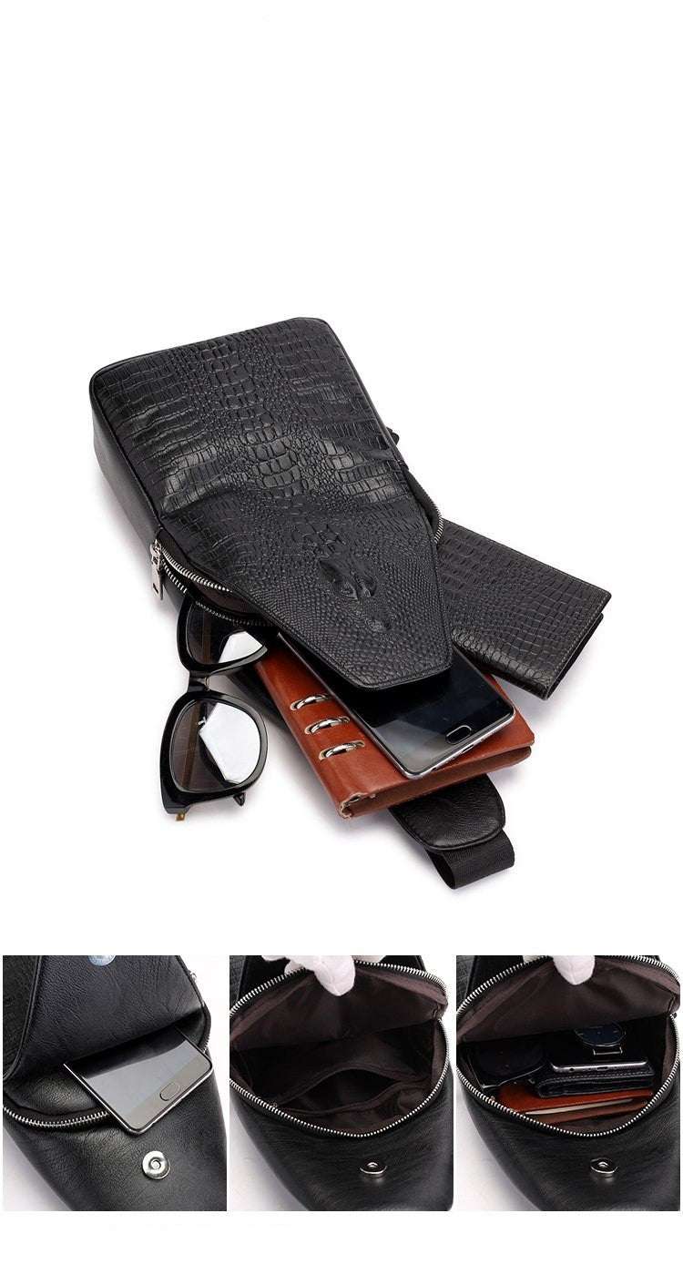 Men's New Crocodile Pattern Chest Bag Shoulder Bag Fashion Trend Messenger Bag