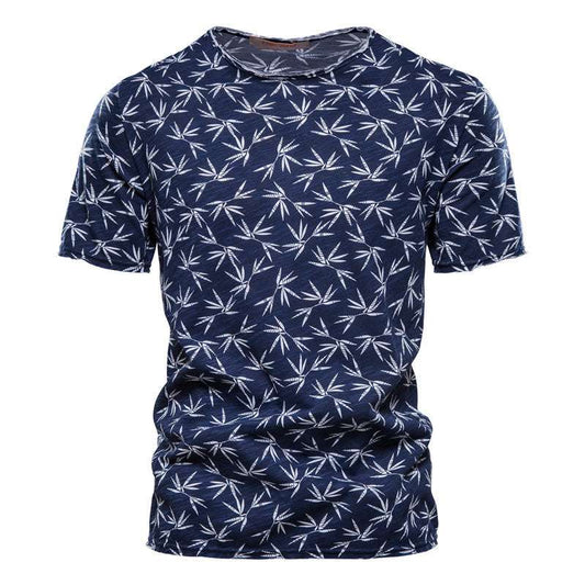 Casual Slim-Fit Stretch T-Shirt Men Short-Sleeved Printed T-Shirt Sports Men - globaltradeleader